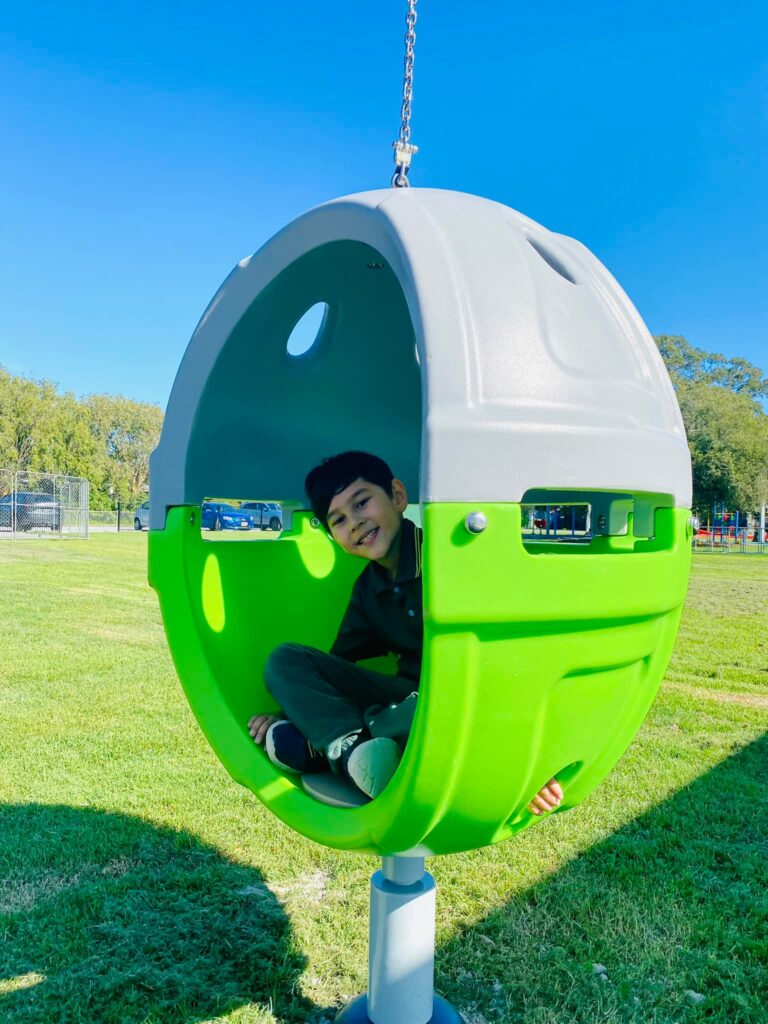 Rocklea school student enjoying the sensory pods 4