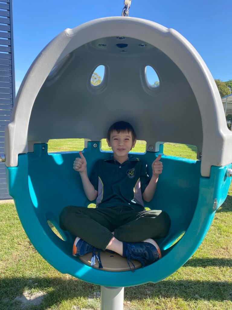 Rocklea school student enjoying the sensory pods
