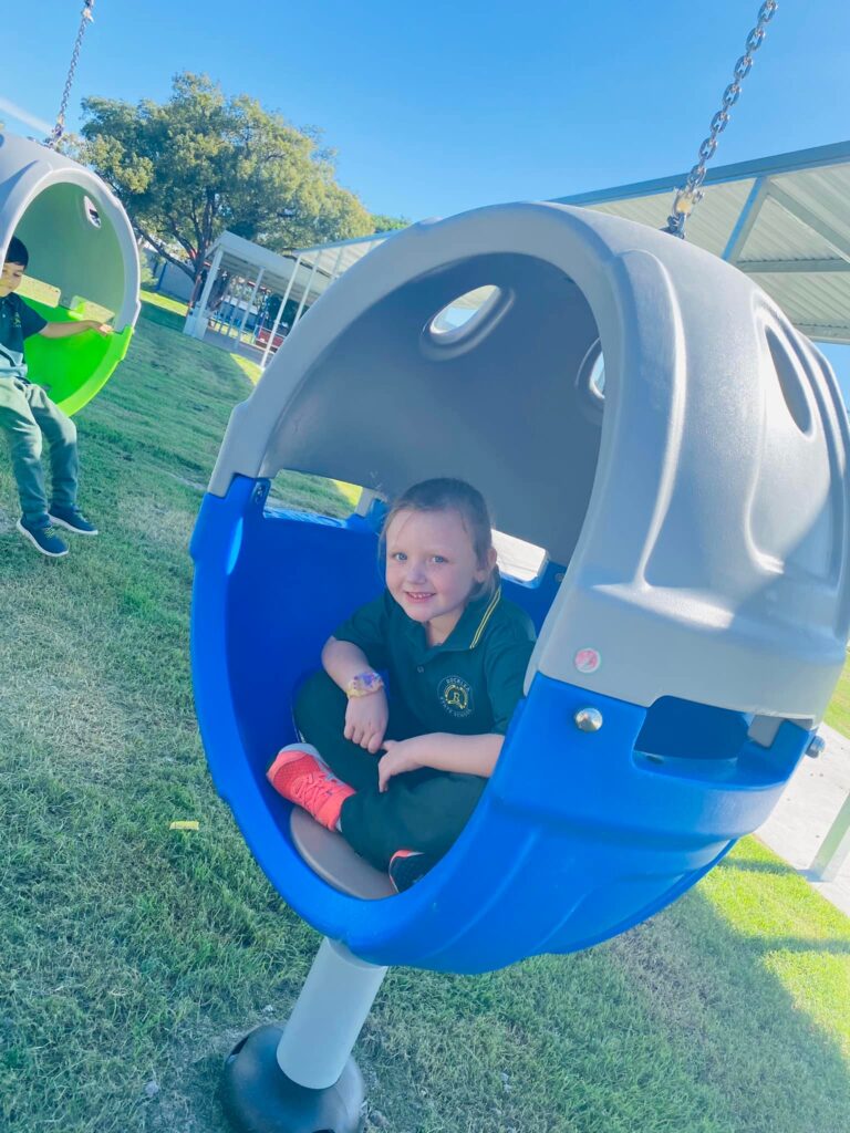 Rocklea school student enjoying the sensory pod 5