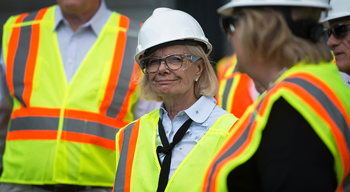 woman in safety vest