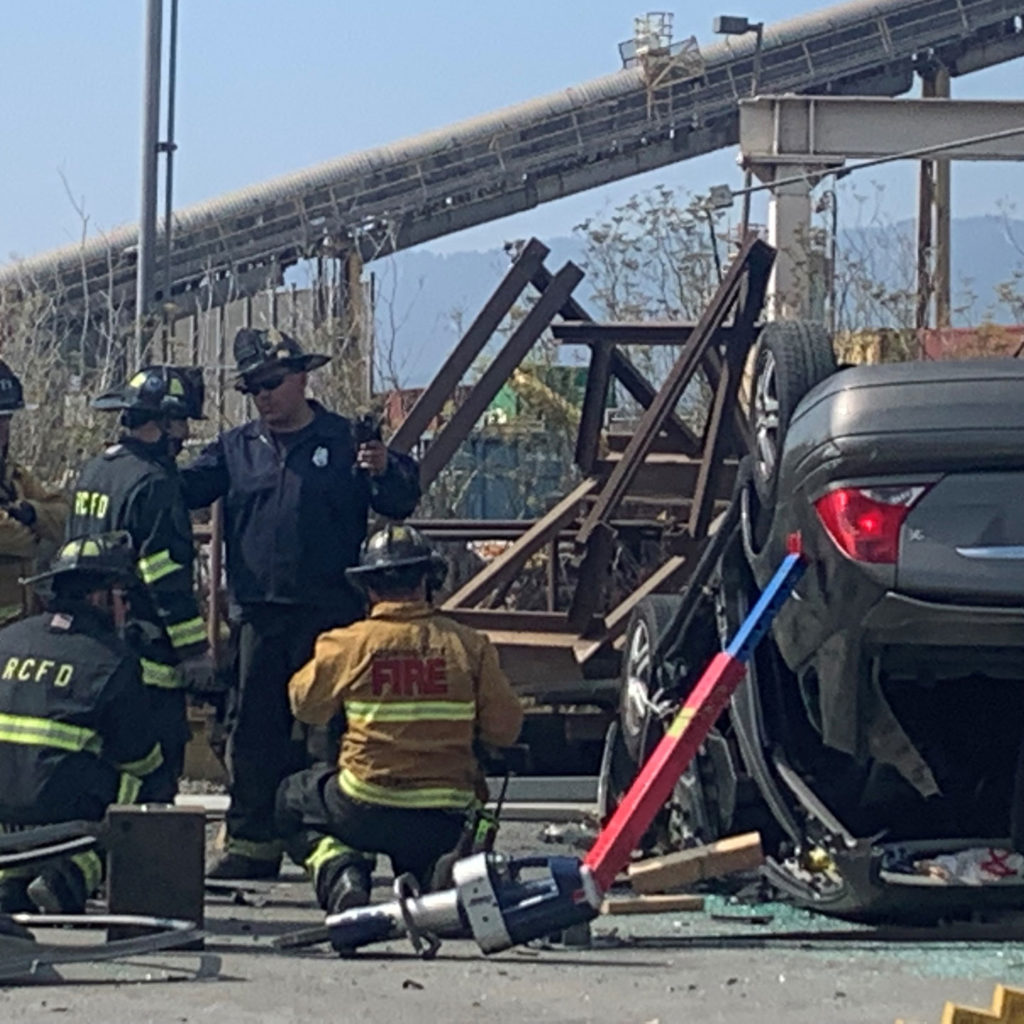 first responders and crushed cars